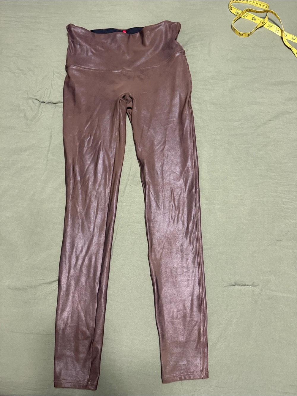 Faux Leather Spanx High-Waist Leggings - Brown